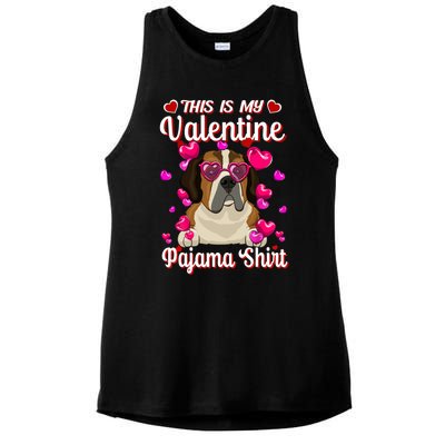 This Is My Valentine Pajama Gift St Bernard Lovers Gift Ladies PosiCharge Tri-Blend Wicking Tank