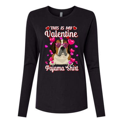 This Is My Valentine Pajama Gift St Bernard Lovers Gift Womens Cotton Relaxed Long Sleeve T-Shirt