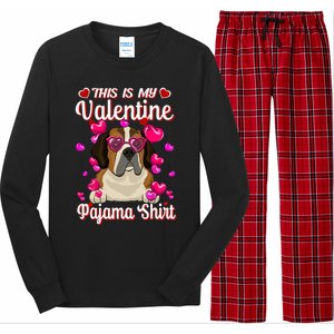 This Is My Valentine Pajama Gift St Bernard Lovers Gift Long Sleeve Pajama Set