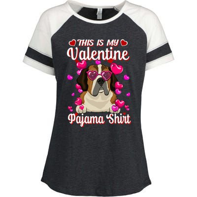 This Is My Valentine Pajama Gift St Bernard Lovers Gift Enza Ladies Jersey Colorblock Tee