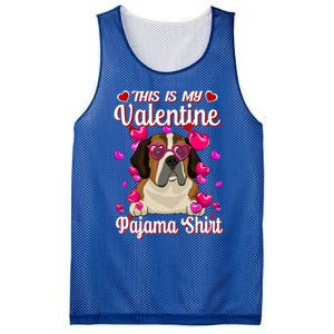 This Is My Valentine Pajama Gift St Bernard Lovers Gift Mesh Reversible Basketball Jersey Tank