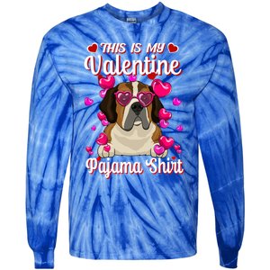 This Is My Valentine Pajama Gift St Bernard Lovers Gift Tie-Dye Long Sleeve Shirt