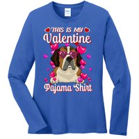 This Is My Valentine Pajama Gift St Bernard Lovers Gift Ladies Long Sleeve Shirt