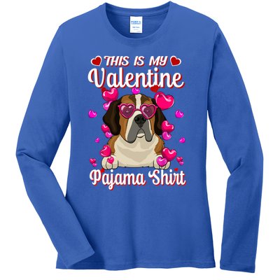 This Is My Valentine Pajama Gift St Bernard Lovers Gift Ladies Long Sleeve Shirt