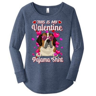 This Is My Valentine Pajama Gift St Bernard Lovers Gift Women's Perfect Tri Tunic Long Sleeve Shirt