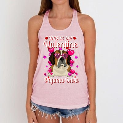 This Is My Valentine Pajama Gift St Bernard Lovers Gift Women's Knotted Racerback Tank