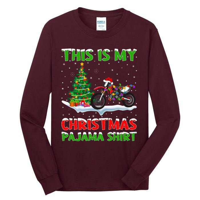 This Is My Christmas Pajama Dirt Bike Christmas Tall Long Sleeve T-Shirt