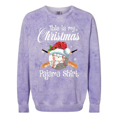 This Is My Christmas Baseball Pajama Colorblast Crewneck Sweatshirt