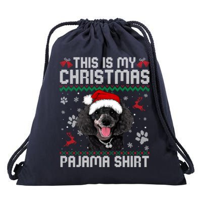 This Is My Christmas Poodle Dog Pajama Merry Xmas Gift Drawstring Bag