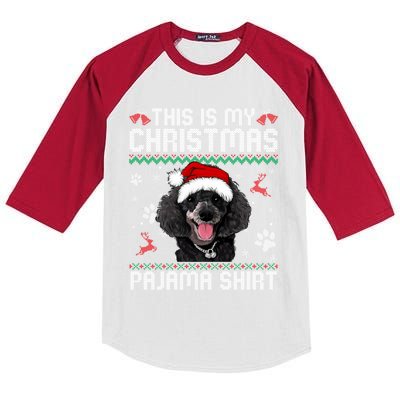 This Is My Christmas Poodle Dog Pajama Merry Xmas Gift Kids Colorblock Raglan Jersey