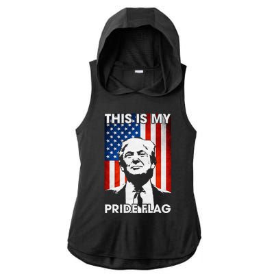 This Is My Pride Flag Trump American Flag Ladies PosiCharge Tri-Blend Wicking Draft Hoodie Tank