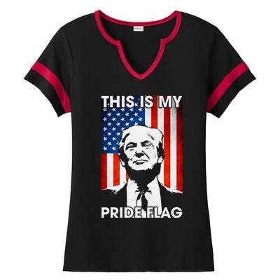 This Is My Pride Flag Trump American Flag Ladies Halftime Notch Neck Tee