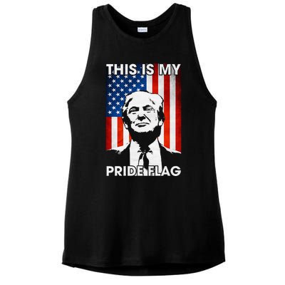 This Is My Pride Flag Trump American Flag Ladies PosiCharge Tri-Blend Wicking Tank