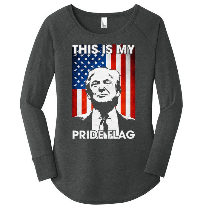 This Is My Pride Flag Trump American Flag Women's Perfect Tri Tunic Long Sleeve Shirt