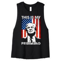 This Is My Pride Flag Trump American Flag Women's Racerback Cropped Tank