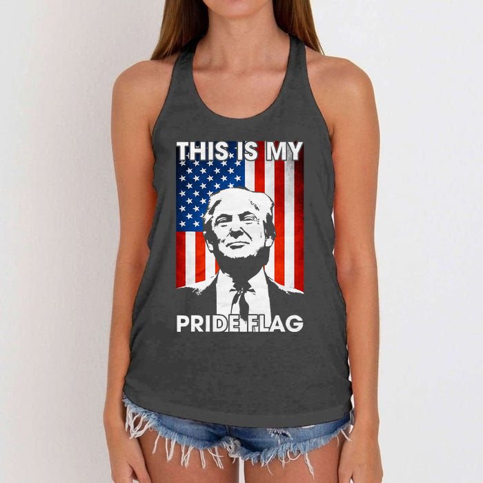 This Is My Pride Flag Trump American Flag Women's Knotted Racerback Tank