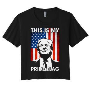 This Is My Pride Flag Trump American Flag Women's Crop Top Tee