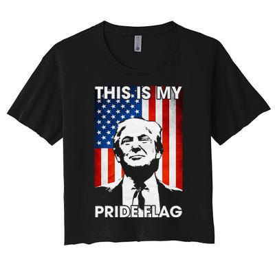 This Is My Pride Flag Trump American Flag Women's Crop Top Tee