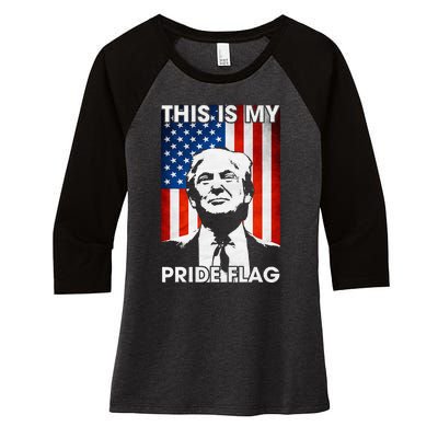 This Is My Pride Flag Trump American Flag Women's Tri-Blend 3/4-Sleeve Raglan Shirt