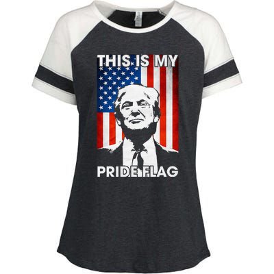 This Is My Pride Flag Trump American Flag Enza Ladies Jersey Colorblock Tee