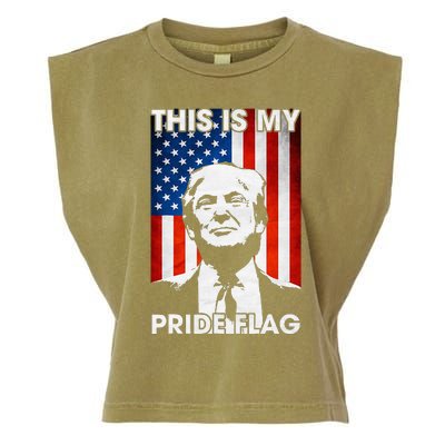 This Is My Pride Flag Trump American Flag Garment-Dyed Women's Muscle Tee