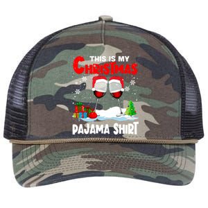 This Is My Christmas Pajama Gift Xmas Santa Wine Er Great Gift Retro Rope Trucker Hat Cap