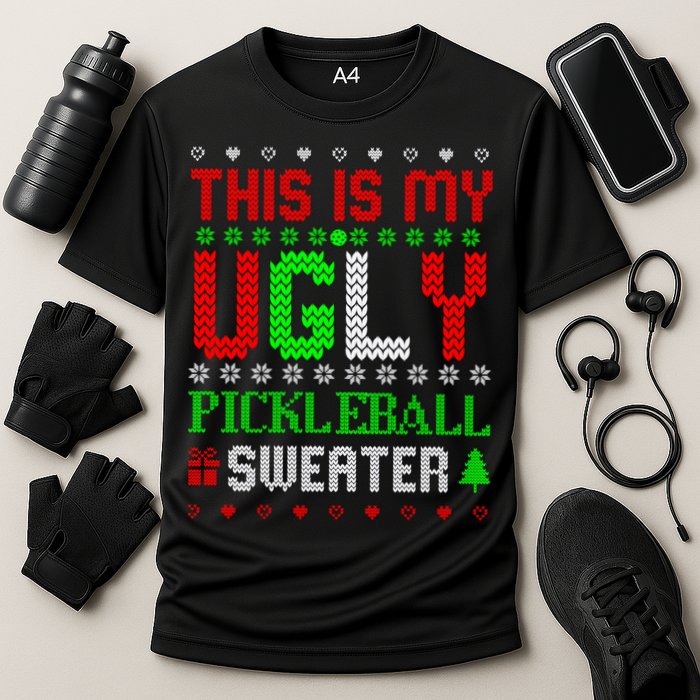 This Is My Ugly Pickleball Sweater Christmas Cooling Performance Crew T-Shirt