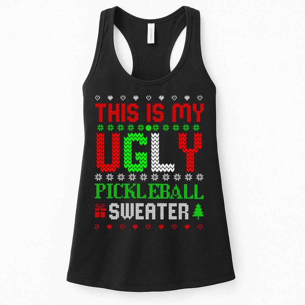 This Is My Ugly Pickleball Sweater Christmas Womens Tank Top