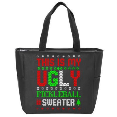 This Is My Ugly Pickleball Sweater Christmas Zip Tote Bag