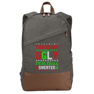 This Is My Ugly Pickleball Sweater Christmas Cotton Canvas Backpack