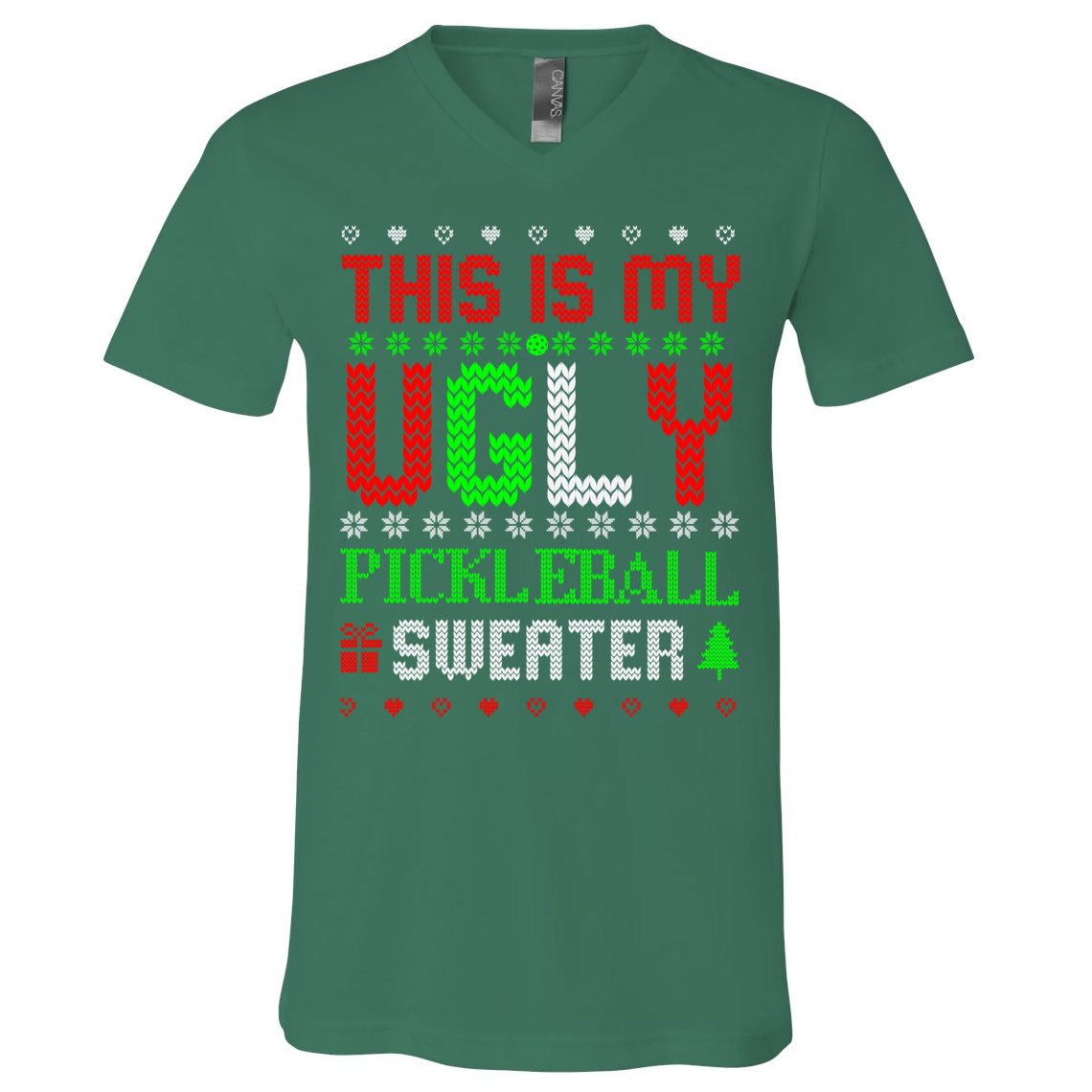 This Is My Ugly Pickleball Sweater Christmas V-Neck T-Shirt