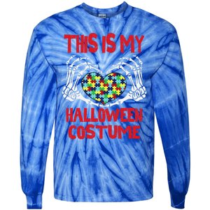 This Is My Halloween Skeleton Hands Autism Awareness Tie-Dye Long Sleeve Shirt