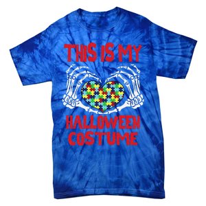 This Is My Halloween Skeleton Hands Autism Awareness Tie-Dye T-Shirt