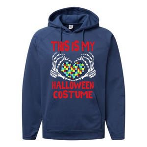 This Is My Halloween Skeleton Hands Autism Awareness Performance Fleece Hoodie