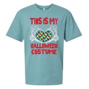 This Is My Halloween Skeleton Hands Autism Awareness Sueded Cloud Jersey T-Shirt