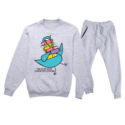 This Is My Book Character Costume Funny Pigeon Reading Premium Crewneck Sweatsuit Set