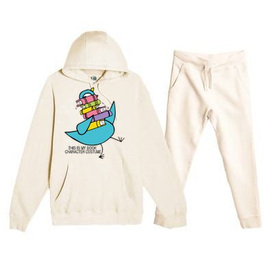 This Is My Book Character Costume Funny Pigeon Reading Premium Hooded Sweatsuit Set