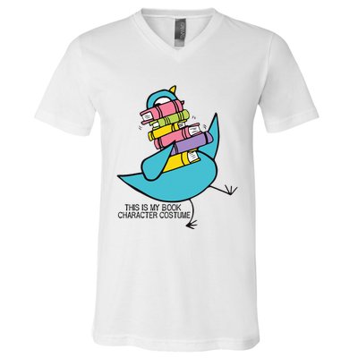 This Is My Book Character Costume Funny Pigeon Reading V-Neck T-Shirt