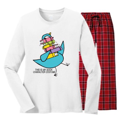 This Is My Book Character Costume Funny Pigeon Reading Women's Long Sleeve Flannel Pajama Set 