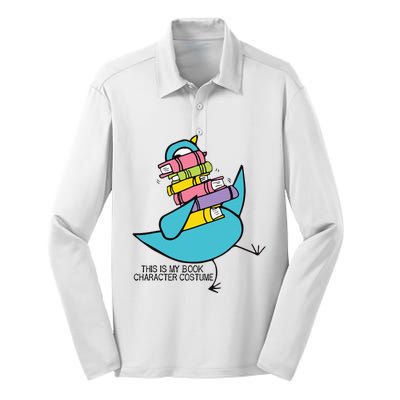 This Is My Book Character Costume Funny Pigeon Reading Silk Touch Performance Long Sleeve Polo