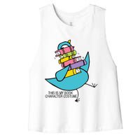 This Is My Book Character Costume Funny Pigeon Reading Women's Racerback Cropped Tank