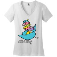 This Is My Book Character Costume Funny Pigeon Reading Women's V-Neck T-Shirt