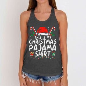 This Is My Christmas Pajama Funny Xmas Pjs Women's Knotted Racerback Tank