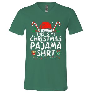 This Is My Christmas Pajama Funny Xmas Pjs V-Neck T-Shirt