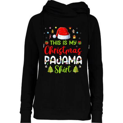 This Is My Christmas Pajama Xmas Lights Holiday Family Womens Funnel Neck Pullover Hood