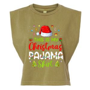 This Is My Christmas Pajama Xmas Lights Holiday Family Garment-Dyed Women's Muscle Tee