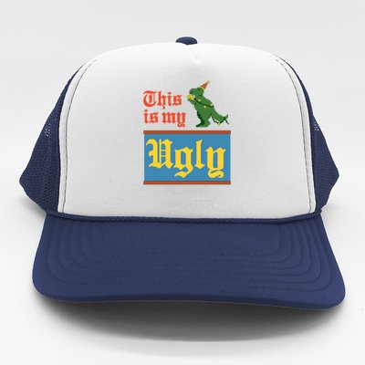 This Is My Ugly Sweater Funny Christmas Rexmas Dinosaur Gift Trucker Hat