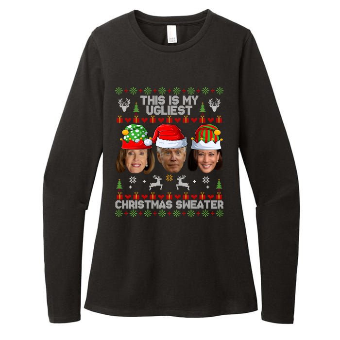 This Is My Ugliest Christmas Sweater Funny Joe Biden Kamala Womens CVC Long Sleeve Shirt