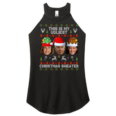 This Is My Ugliest Christmas Sweater Funny Joe Biden Kamala Women's Perfect Tri Rocker Tank