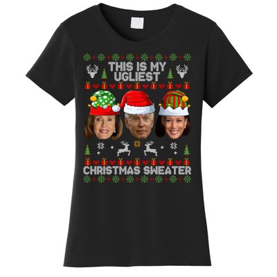 This Is My Ugliest Christmas Sweater Funny Joe Biden Kamala Women's T-Shirt